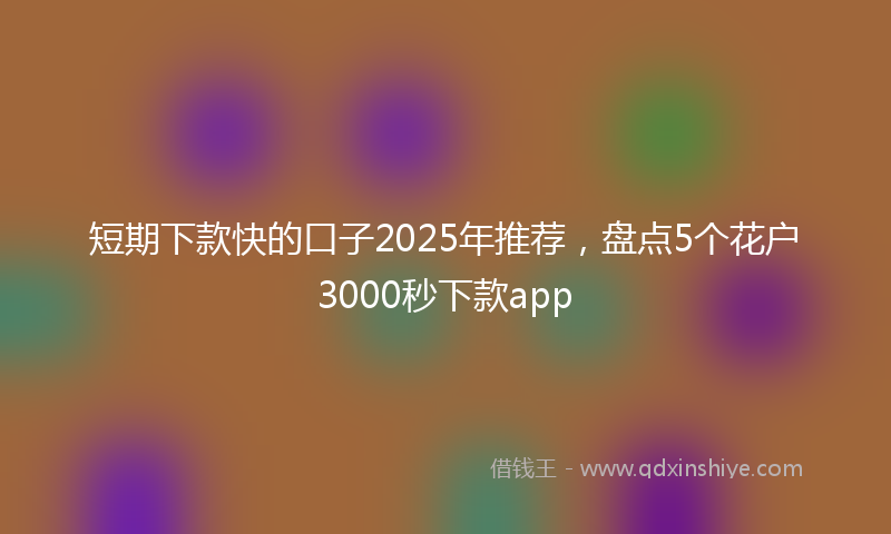 短期下款快的口子2025年推荐，盘点5个花户3000秒下款app