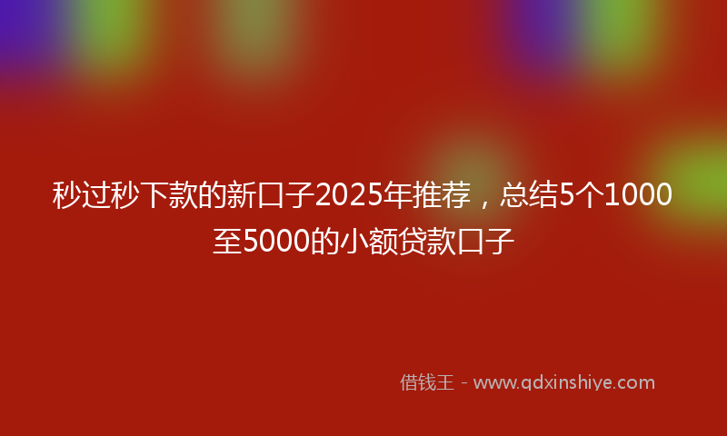秒过秒下款的新口子2025年推荐，总结5个1000至5000的小额贷款口子