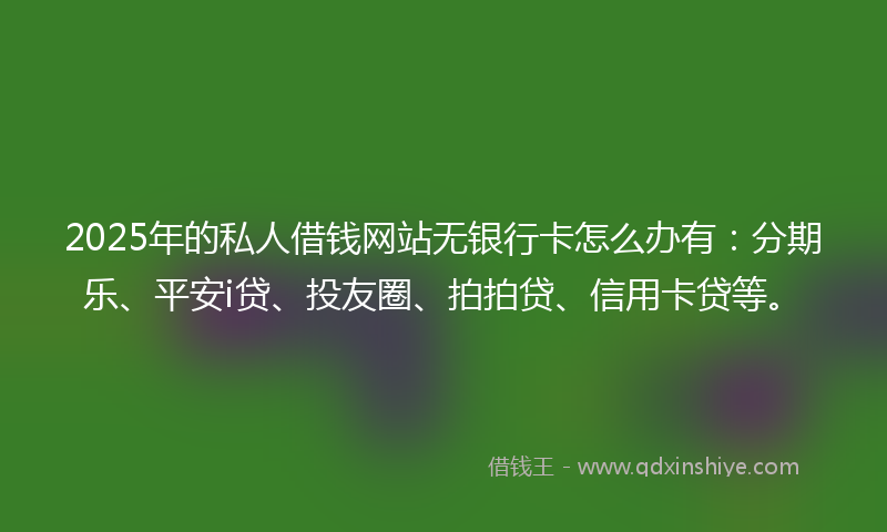 2025年的私人借钱网站无银行卡怎么办有：分期乐、平安i贷、投友圈、拍拍贷、信用卡贷等。