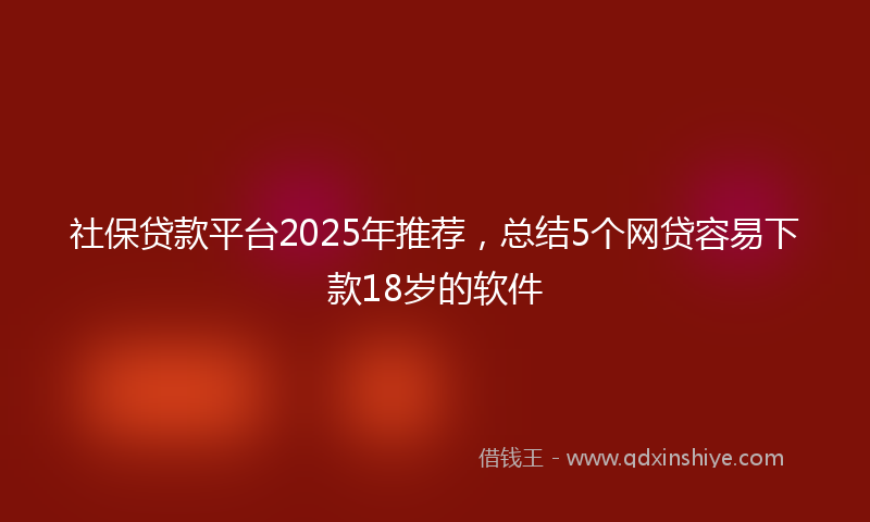 社保贷款平台2025年推荐，总结5个网贷容易下款18岁的软件