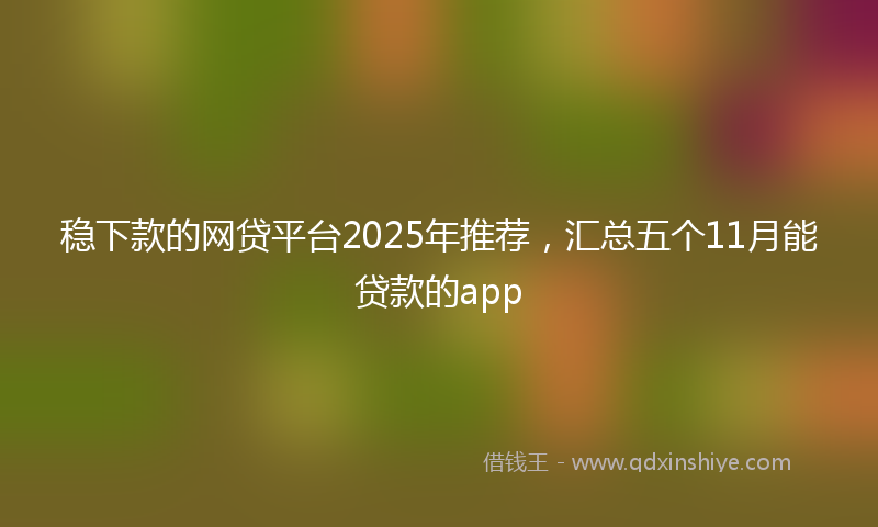 稳下款的网贷平台2025年推荐，汇总五个11月能贷款的app
