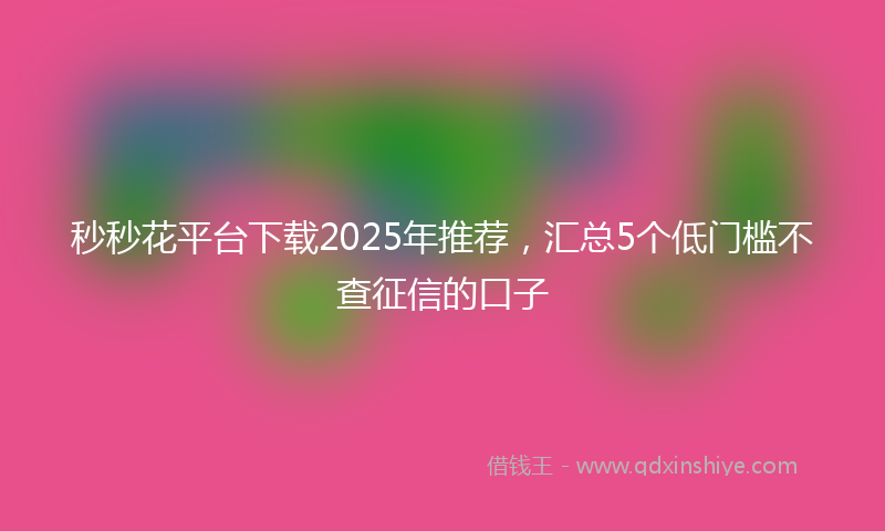 秒秒花平台下载2025年推荐，汇总5个低门槛不查征信的口子