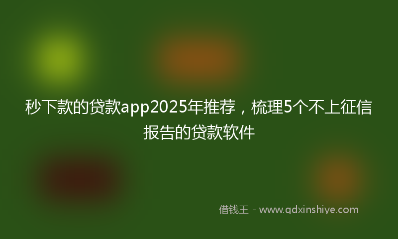 秒下款的贷款app2025年推荐，梳理5个不上征信报告的贷款软件