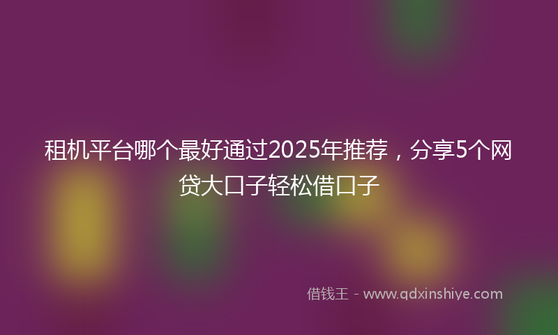 租机平台哪个最好通过2025年推荐，分享5个网贷大口子轻松借口子