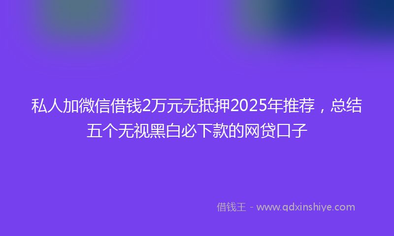 私人加微信借钱2万元无抵押2025年推荐，总结五个无视黑白必下款的网贷口子