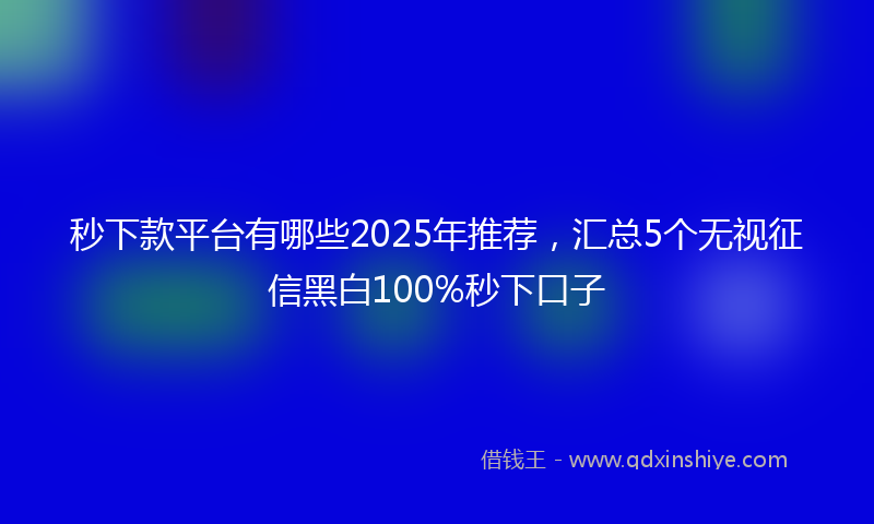 秒下款平台有哪些2025年推荐，汇总5个无视征信黑白100%秒下口子