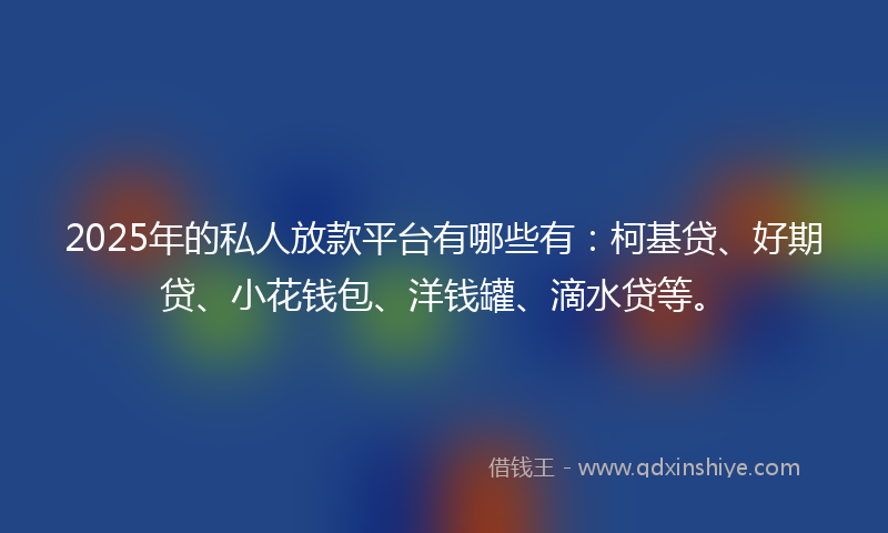 2025年的私人放款平台有哪些有：柯基贷、好期贷、小花钱包、洋钱罐、滴水贷等。