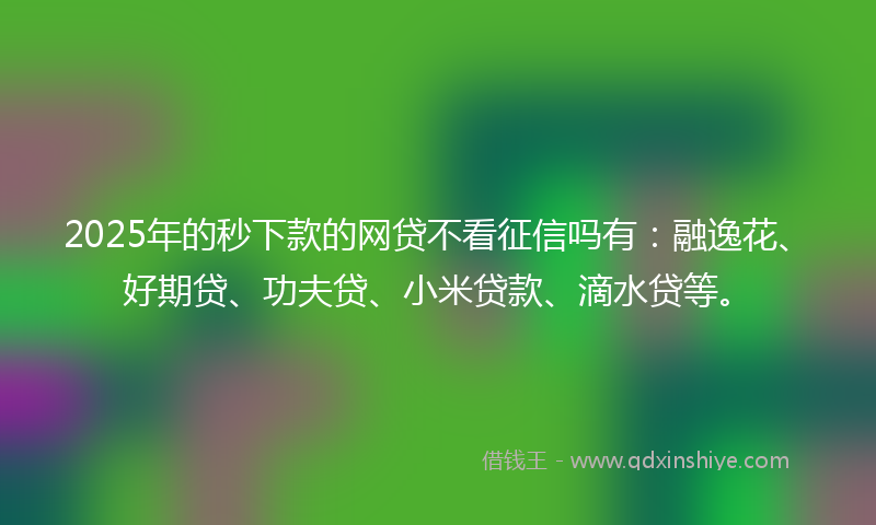 2025年的秒下款的网贷不看征信吗有：融逸花、好期贷、功夫贷、小米贷款、滴水贷等。