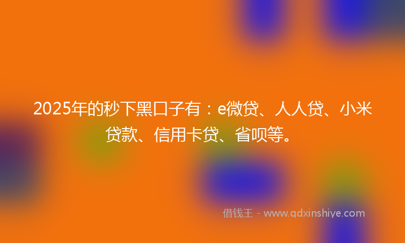 2025年的秒下黑口子有：e微贷、人人贷、小米贷款、信用卡贷、省呗等。