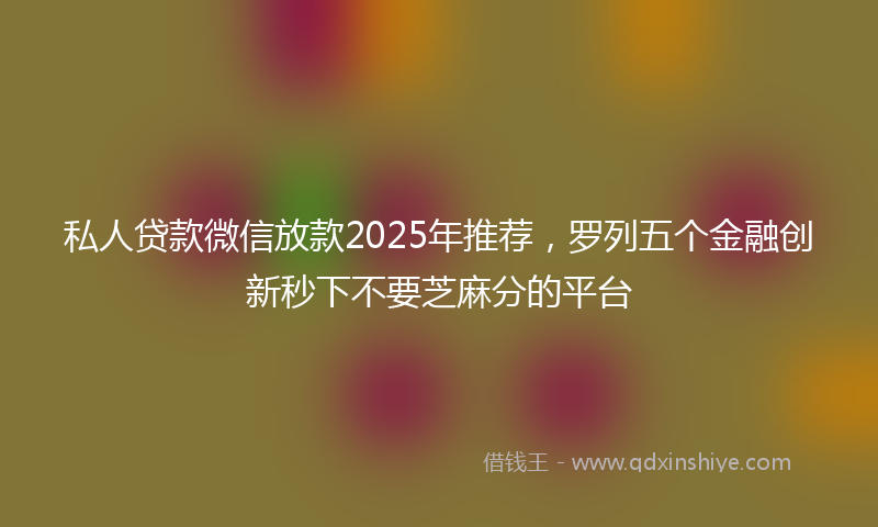 私人贷款微信放款2025年推荐，罗列五个金融创新秒下不要芝麻分的平台