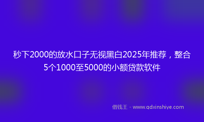 秒下2000的放水口子无视黑白2025年推荐，整合5个1000至5000的小额贷款软件