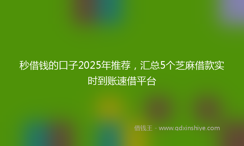 秒借钱的口子2025年推荐，汇总5个芝麻借款实时到账速借平台