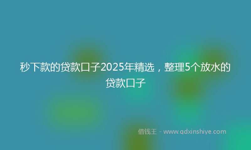 秒下款的贷款口子2025年精选，整理5个放水的贷款口子