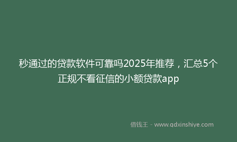 秒通过的贷款软件可靠吗2025年推荐，汇总5个正规不看征信的小额贷款app