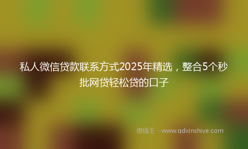 私人微信贷款联系方式2025年精选，整合5个秒批网贷轻松贷的口子