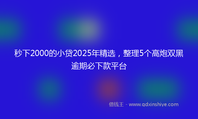 秒下2000的小贷2025年精选，整理5个高炮双黑逾期必下款平台