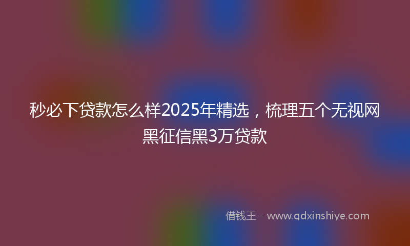 秒必下贷款怎么样2025年精选，梳理五个无视网黑征信黑3万贷款