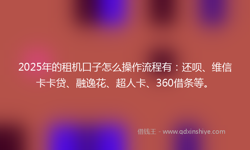 2025年的租机口子怎么操作流程有：还呗、维信卡卡贷、融逸花、超人卡、360借条等。