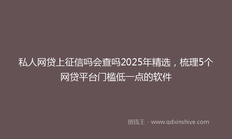 私人网贷上征信吗会查吗2025年精选，梳理5个网贷平台门槛低一点的软件