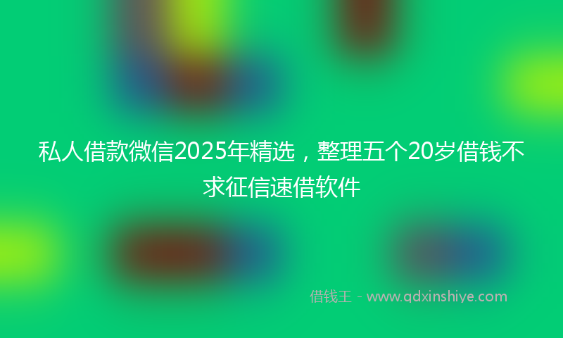 私人借款微信2025年精选，整理五个20岁借钱不求征信速借软件