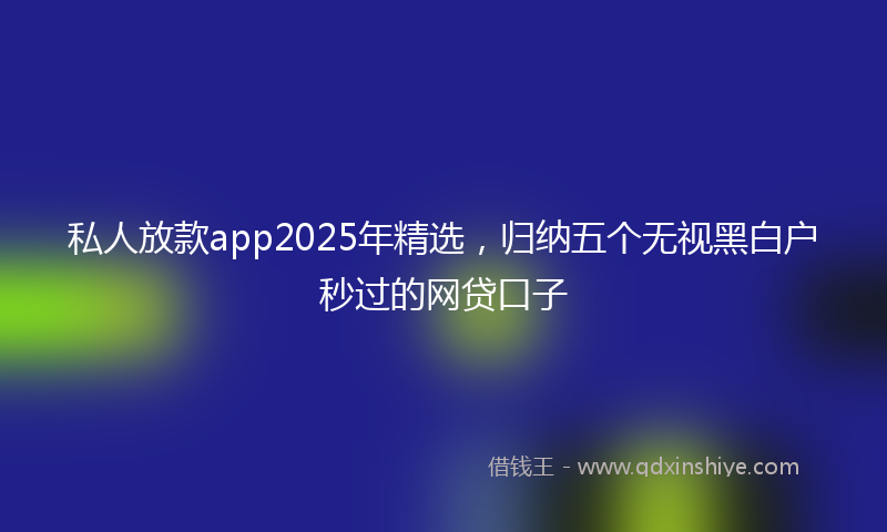私人放款app2025年精选，归纳五个无视黑白户秒过的网贷口子