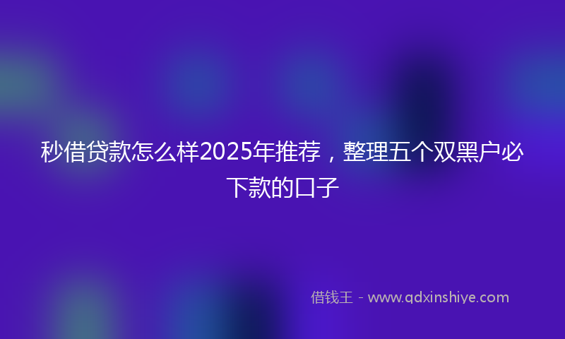 秒借贷款怎么样2025年推荐，整理五个双黑户必下款的口子