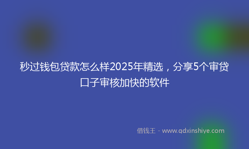 秒过钱包贷款怎么样2025年精选，分享5个审贷口子审核加快的软件