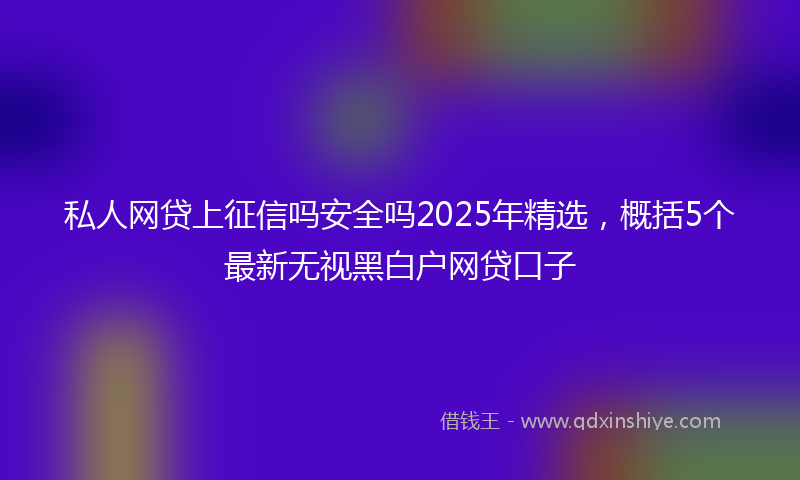 私人网贷上征信吗安全吗2025年精选，概括5个最新无视黑白户网贷口子