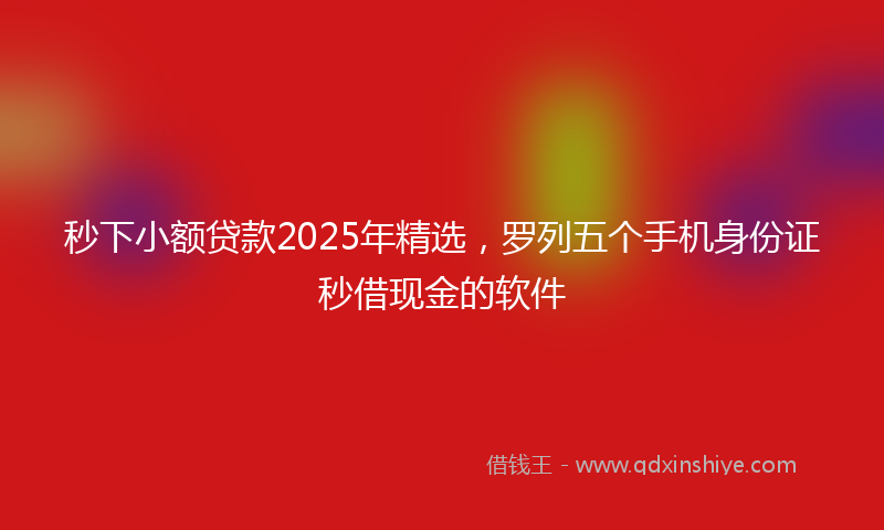秒下小额贷款2025年精选，罗列五个手机身份证秒借现金的软件