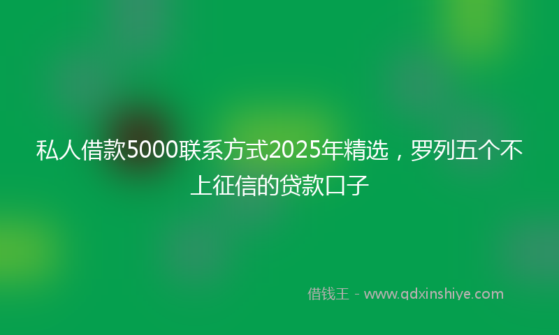 私人借款5000联系方式2025年精选，罗列五个不上征信的贷款口子