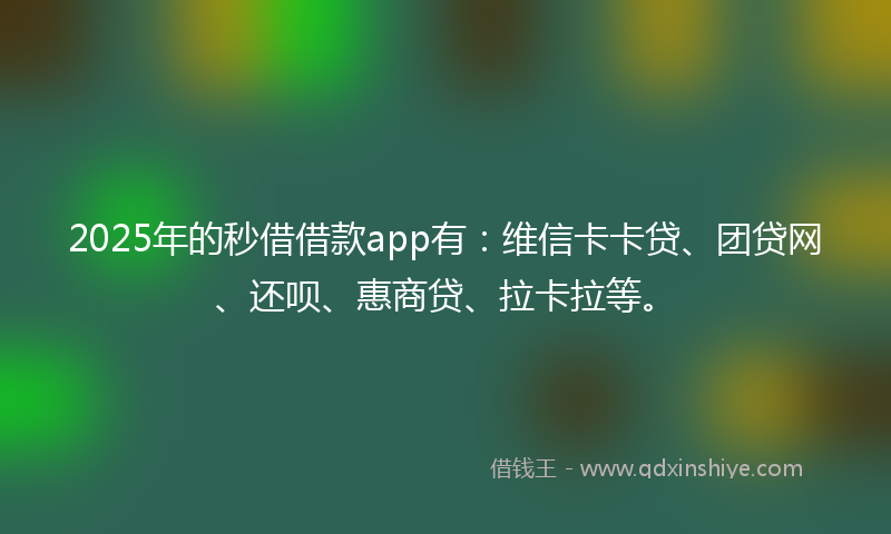 2025年的秒借借款app有：维信卡卡贷、团贷网、还呗、惠商贷、拉卡拉等。