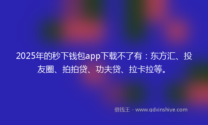 2025年的秒下钱包app下载不了有：东方汇、投友圈、拍拍贷、功夫贷、拉卡拉等。