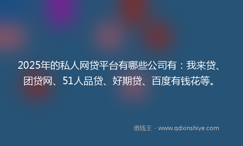 2025年的私人网贷平台有哪些公司有：我来贷、团贷网、51人品贷、好期贷、百度有钱花等。