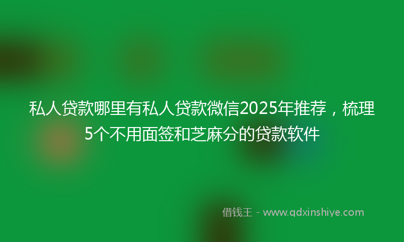 私人贷款哪里有私人贷款微信2025年推荐，梳理5个不用面签和芝麻分的贷款软件
