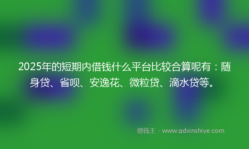 2025年的短期内借钱什么平台比较合算呢有：随身贷、省呗、安逸花、微粒贷、滴水贷等。
