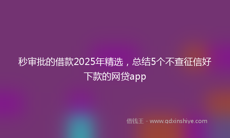 秒审批的借款2025年精选，总结5个不查征信好下款的网贷app