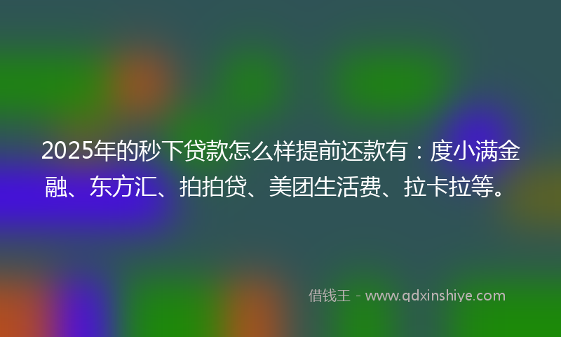 2025年的秒下贷款怎么样提前还款有：度小满金融、东方汇、拍拍贷、美团生活费、拉卡拉等。