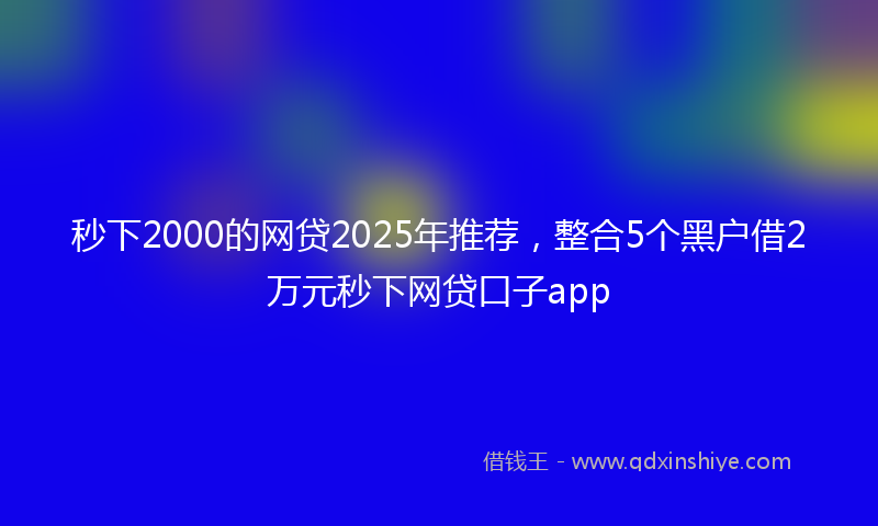 秒下2000的网贷2025年推荐，整合5个黑户借2万元秒下网贷口子app