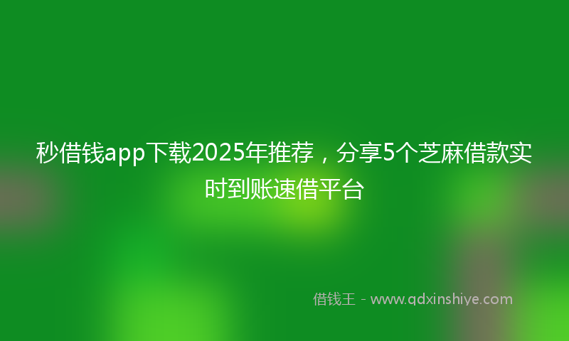 秒借钱app下载2025年推荐，分享5个芝麻借款实时到账速借平台