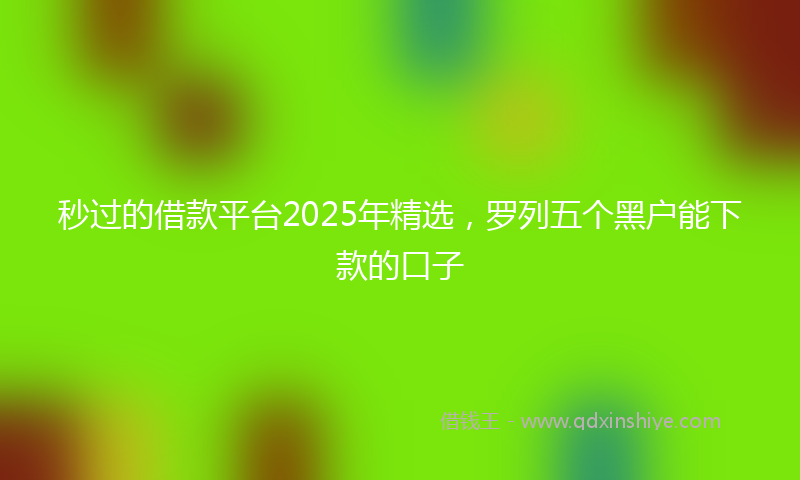 秒过的借款平台2025年精选，罗列五个黑户能下款的口子