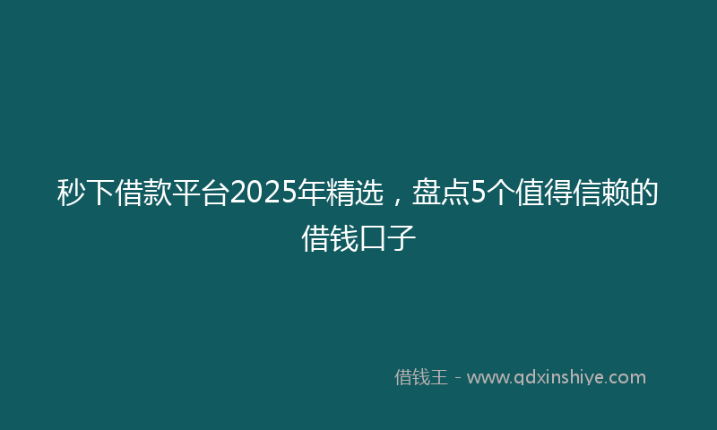 秒下借款平台2025年精选，盘点5个值得信赖的借钱口子