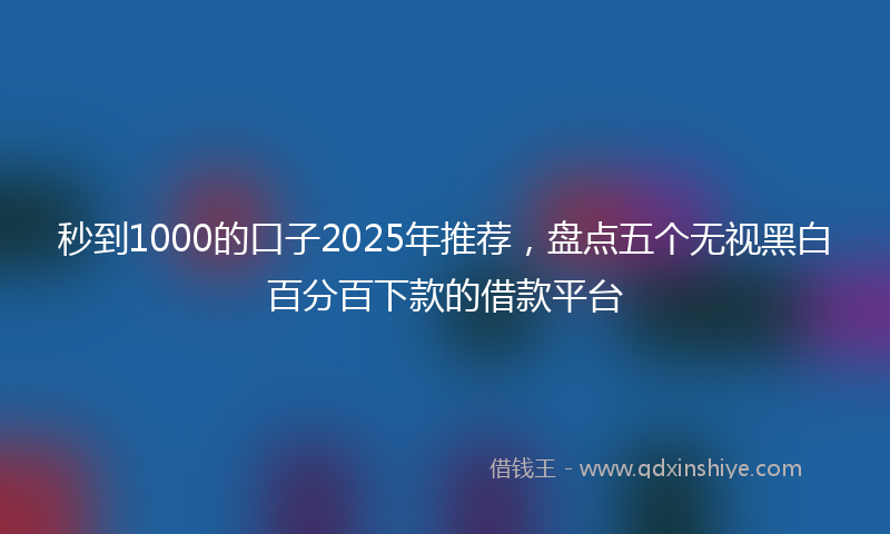秒到1000的口子2025年推荐，盘点五个无视黑白百分百下款的借款平台
