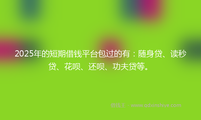 2025年的短期借钱平台包过的有：随身贷、读秒贷、花呗、还呗、功夫贷等。
