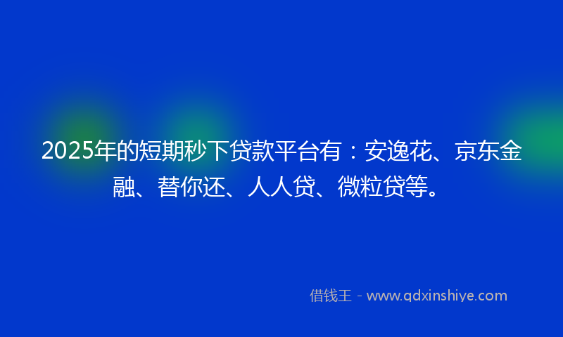 2025年的短期秒下贷款平台有：安逸花、京东金融、替你还、人人贷、微粒贷等。