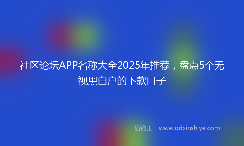 社区论坛APP名称大全2025年推荐，盘点5个无视黑白户的下款口子
