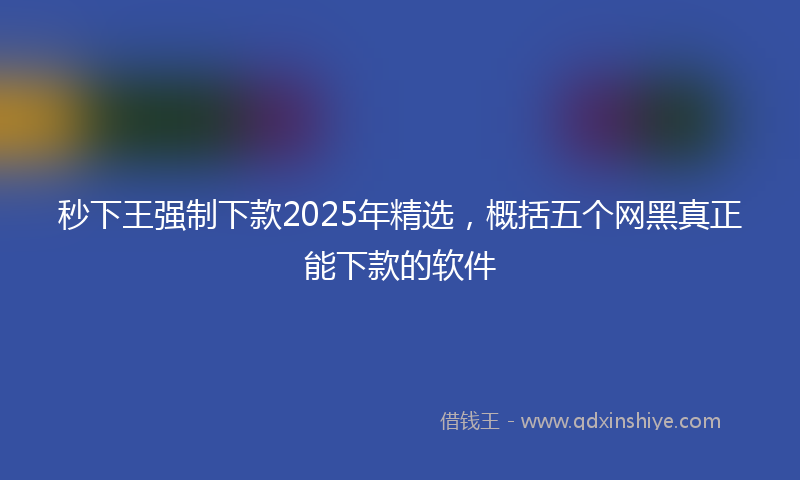 秒下王强制下款2025年精选，概括五个网黑真正能下款的软件