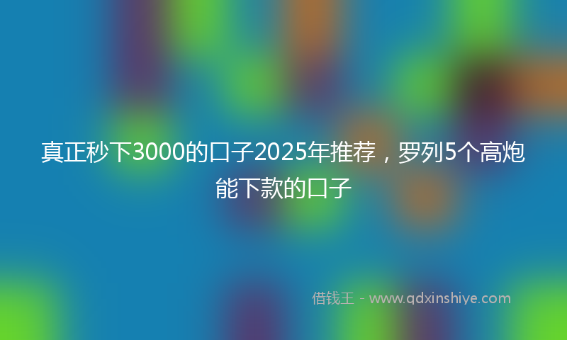 真正秒下3000的口子2025年推荐,罗列5个高炮能下款的口子