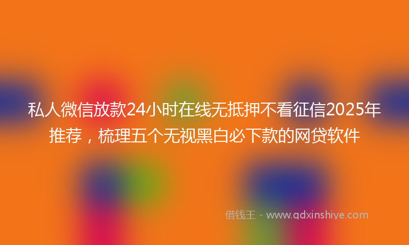 私人微信放款24小时在线无抵押不看征信2025年推荐，梳理五个无视黑白必下款的网贷软件