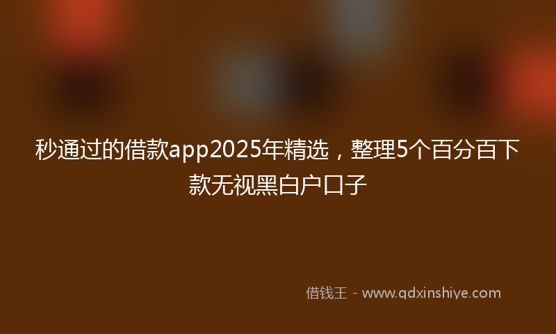 秒通过的借款app2025年精选，整理5个百分百下款无视黑白户口子