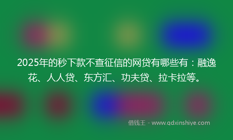 2025年的秒下款不查征信的网贷有哪些有：融逸花、人人贷、东方汇、功夫贷、拉卡拉等。